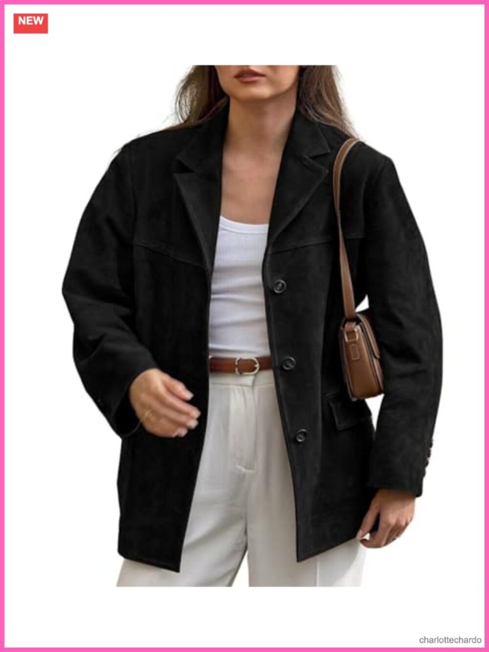 Faux Suede Blazer Jacket Notched Lapel Single Breasted Suit Jacket